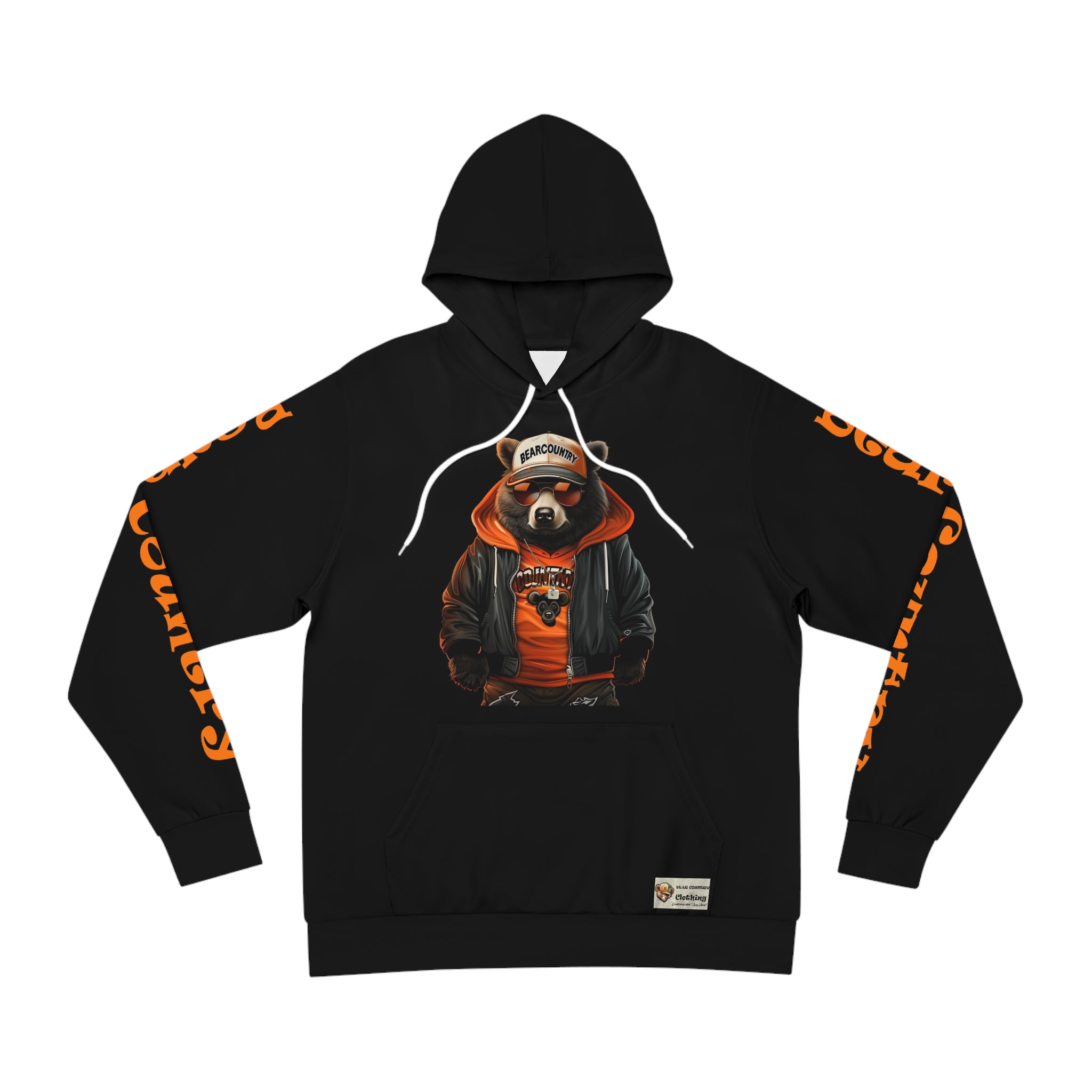 Orange Blk Bear Hoodie S Seam thread color automatically matched to design